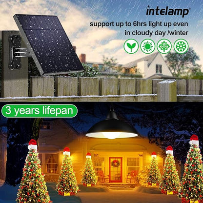 intelamp Solar Pendant Lights, 2 Pack Solar Shed Lights by Remote Control Solar Powered Indoor & Outdoor Lights Hanging Lights for Storage Room Home Yard Porch Balcony (2 Pack)