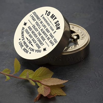 Personalized Compass, Gift for Son, to Our Son, Mom to Son, Dad to Son, Boyfriend, for Customized Compass