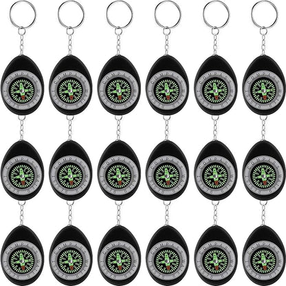 Janinka 18 Pcs Small Keychain Compass for Kids Mini Pocket Survival Compass Bulk for Outdoor Hiking Camping Hunting Climbing