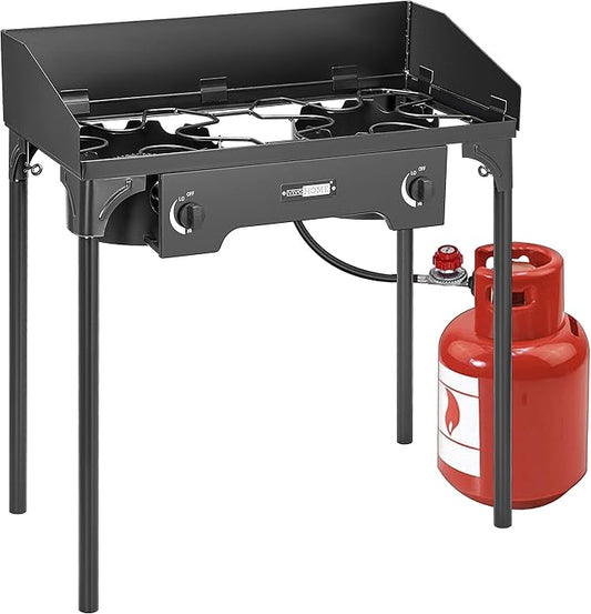 VIVOHOME Double Burner Stove 150,000 BTU/hr, Heavy Duty Outdoor Dual Propane with Windscreen and Detachable Legs Stand for Camping Cookout