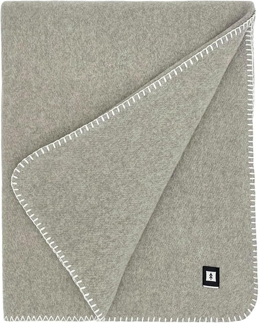 EKTOS 100% Virgin Wool Blankets, 90" x 78", Better Than US Army Navy Surplus Supplies (Light Gray, Full Size)
