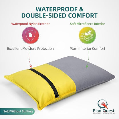 Stuffable Camping Pillow Sack (Small, Yellow) - 10 x 14 - Camping Essentials for Hiking, Backpacking and Travel Essentials - Sold Unstuffed Bring Your Own Stuffing