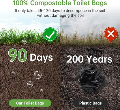 Toilet Bags 25 Count,Portable Trash Bags 8 Gallon 1.5 Mil Super Thickened Garbage Bags Kitchen Replacement Bags Plastic Free Waste Bags Ideal for Storing Household and Outdoor Waste (25)