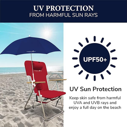 Caribbean Joe Beach Umbrella for Chair, Adjustable and Universal Clamp On Beach Umbrella with UV Protection, 48 Inch Arc