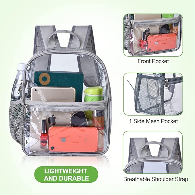 USPECLARE Clear Backpack for Stadium Approved 12×6×12, Water proof Clear Bag for Stadium Events and Concert Work Sport Event