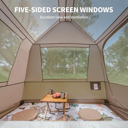 Naturehike Village 5.0 Blackout Tent, 4 Person Tents for Camping, Easy Set up Instant Pop up Tent with Awning & Awning Poles