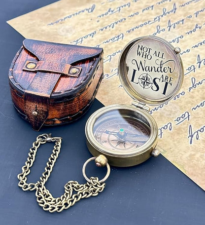 Engraved Compass - NOT All WHO Wander are Lost - Unique Gifts for Fathers, dad, for him Gifts Husband, Husband, Men's Graduation Gifts, Unique Gifts for Anniversary