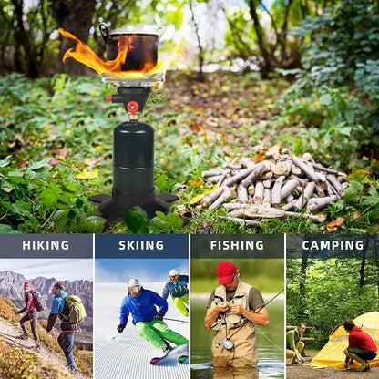 Camping Propane Stove, 10,000 BTU Portable Gas Stove, Propane Burner Camping Stove, Adjustable Flame Backpacking Stove for Outdoor Cooking