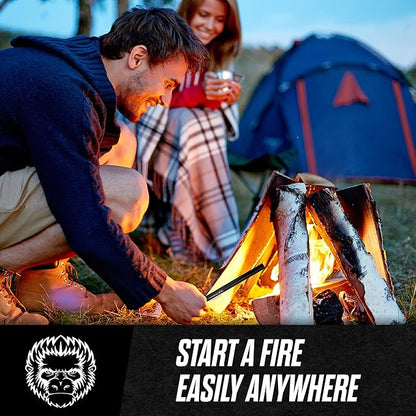 Premium Ferro Rod Fire Starter - Gift Box 6", 4 1/2" Ferrocerium Rod Survival Kit - 3 in 1 Magnesium Flint and Steel Set with Paracord & Scraper - Lightweight Emergency Camping Tool