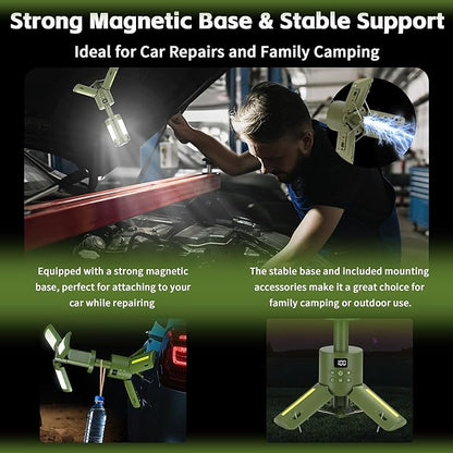 Rechargeable Camping Light 14000mAh, Telescoping Light Camping Lantern 6000LM, Waterproof Magnetic Camping Essentials, Dimmable, Foldable, Multi-Mode for Outdoor, Emergency, Hiking, Car Repair