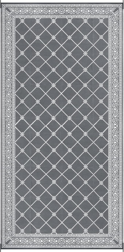 HiiARug Outdoor Rug 9'x18' for Patios Clearance, Reversible Outdoor Plastic Straw Waterproof Camping Carpet, Large Area Rugs Patio Mats for Outside RV, Camper, Deck, Porch, Beach, Picnic, Grey&White