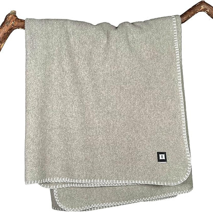 EKTOS 100% Virgin Wool Blanket, 50" x 60", Great Couch Throws, Lap Blankets (Light Gray, Throw Size)