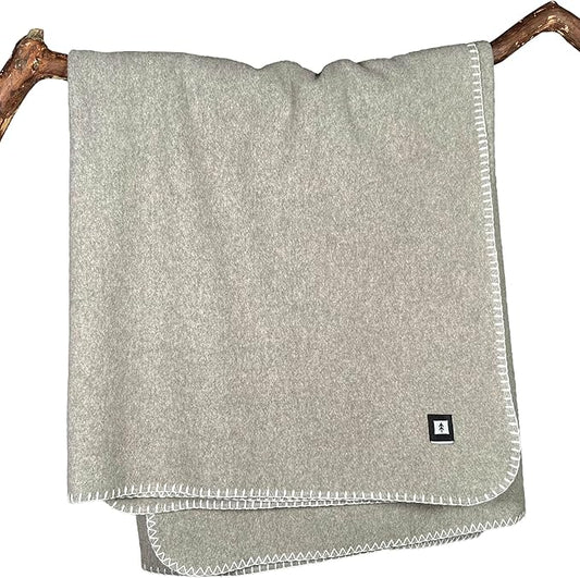 EKTOS 100% Virgin Wool Blanket, 50" x 60", Great Couch Throws, Lap Blankets (Light Gray, Throw Size)