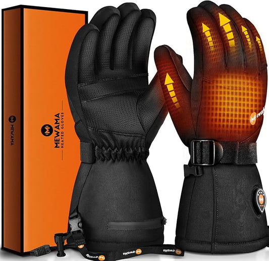 Heated Gloves for Men Women 7.4V Battery Rechargeable Heated Ski Gloves Touchscreen Waterproof Electric Heated Gloves for Winter Outdoor Work Skiing Hiking Camping