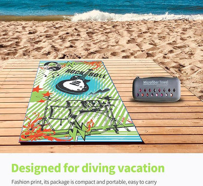 Hiturbo Microfiber Beach Towel,(71"x35") Oversized Sand Free Travel Towels Fast Drying Swimming Towel, Lightweight Compact Camping Towel Super Absorbent Pool Towel