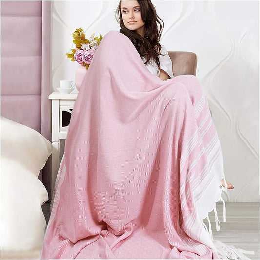 Genovega Extra Large Cotton Throw Blanket Queen Full Size Quilt Blanket Thin Lightweight Cooling Blanket for Hot Sleeper Items Breathable Comforter Summer Ice Cold Bedspread Linen Bed Sheet