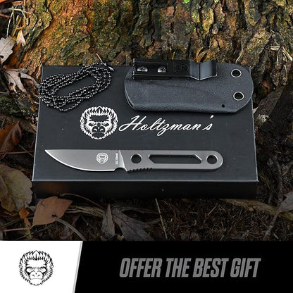 Holtzman's Gorilla Survival 'Scalpel' Fixed Blade Utility Knife with D2 Sheath, Belt Clip (Grey)
