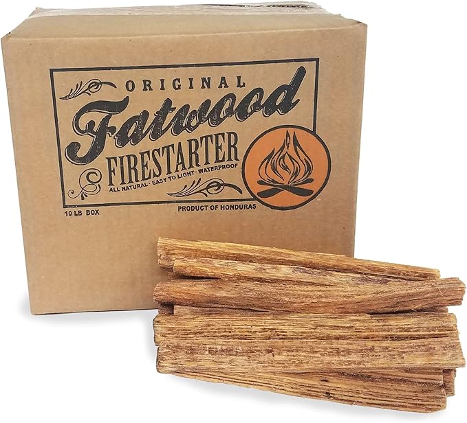 Fatwood Pine Wood Fire Sticks - 10lb Box of Indoor or Outdoor Fire Starters for Campfires, Grills, Wood Stoves, Firepits, or Fireplaces by Pure Garden