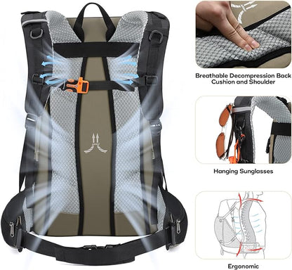 Maelstrom Hiking Backpack,Camping Backpack,40L Waterproof Hiking Daypack with Rain Cover,Lightweight Travel Backpack,Khaki
