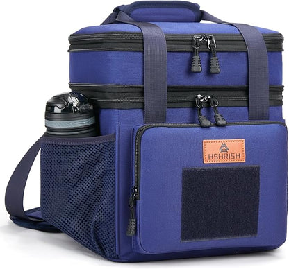 HSHRISH Expandable Large Tactical Lunch Box for Adults, Durable Insulated Lunch Bags with Shoulder Strap, Cooler Bag for Men Women Work Outdoor Picnic Trips,Blue