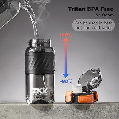 Water Bottle with Straw for School Kids Boys 16oz BPA Free Tritan Leak Proof with Handle Drinking Bottle for Sports Cycling Camping Hiking Outdoors