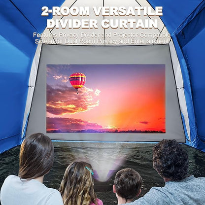 10 Person Family Tents for Camping Waterproof, Music Festival, Parties,2 Room Big Tent with 4 Large Mesh Windows, Double Layer, Easy Setup, Weather Resistant,18ft X 9ft X6.8ft