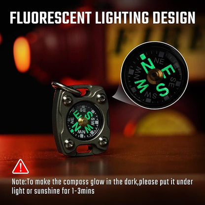 MecArmy CMP/CMP2 Mini Compass- Meaningful Graduation Birthday Gifts for Men Women, EDC Titanium/Brass/Copper Pocket Compass for Hiking SurvivaI, IPX5 Waterproof, Glow in The Dark, Necklace Pendant
