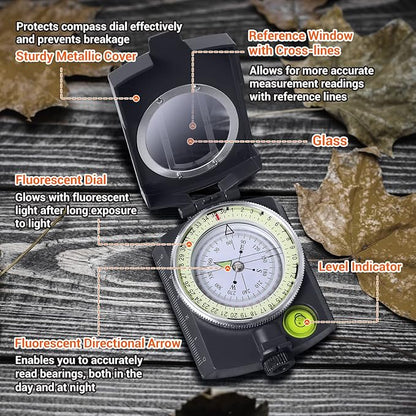 Sportneer Compass Hiking Survival Military Grade Waterproof Boy Scout Compass for Kids Gift Backpacking Camping Hiking Navigation
