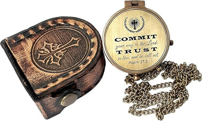 Brass Nautical - Brass Compass Engraved Gift for Son, Grandson, Daughter, Baptism, Confirmation Communion Godson Church Graduation Day