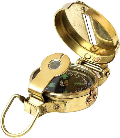 collectiblesBuy Vintage Old Style Military Compass Nautical Pocket Shiny Brass Navigational Instrument Pocket Compass | Engraved Gift for Husband, Son, Scouts, Camping, Hiking