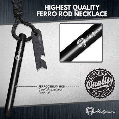 Premium Ferro Rod Fire Starter - Gift Box 6", 4 1/2" Ferrocerium Rod Survival Kit - 3 in 1 Magnesium Flint and Steel Set with Paracord & Scraper - Lightweight Emergency Camping Tool