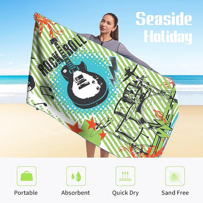 Hiturbo Microfiber Beach Towel,(71"x35") Oversized Sand Free Travel Towels Fast Drying Swimming Towel, Lightweight Compact Camping Towel Super Absorbent Pool Towel