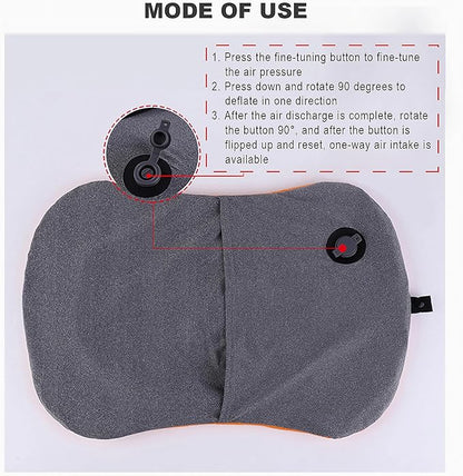 Portable Inflatable Neck Pillow for Outdoor Travel, Camping, Office Naps-Polyester + Washable Cotton-Color Available-Simple and Comfortable (Blue)
