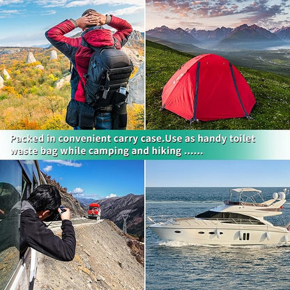 80 Portable Toilet Bags 100% Compostable 8 Gallon Camping Toilet Bags Use with 5 Gallon Bucket Toilet Waste Bags, Disposable Biodegradable Camping Poop Bags for Outdoor Camping Trash Bags