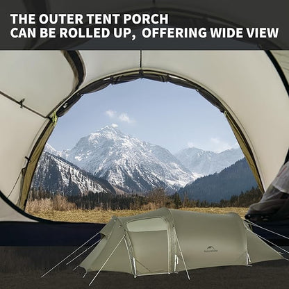 Naturehike Opalus 2/3 Person Tunnel Tent, Lightweight Backpacking Tent with Vestibule, Double Wall 4 Season Tents for Camping