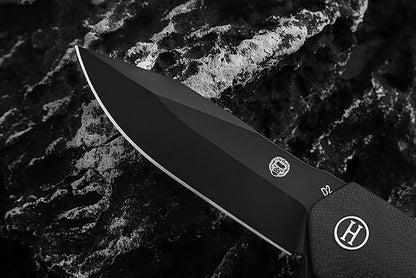 Holtzman's Gorilla Survival Folding Knife D2 Steel Blade G10 Handle Pocket Knife EDC Giftset for Men and Women (black blade + black handle)
