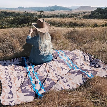 HORIMOTE HOME Outdoor Waterproof Camping Blanket, Extra Thick Flannel Fleece Warm for Cold Weather, Windproof Aztec Blankets Foldable for Stadium Picnic Dog Pet Car(Dakota)