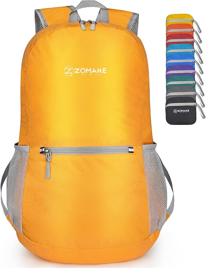 ZOMAKE Ultra Lightweight Hiking Backpack 20L, Packable Small Backpacks Water Resistant Daypack for Women Men(Yellow New)