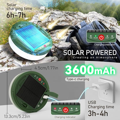 Camping String Lights,Solar Rechargeable Portable Outdoor LED String Light with Remote Control(39.4 Ft Warm Light),Yard Tent Hanging Garden Party Festival Decor Waterproof String Lights
