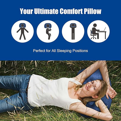 DAWNTREES 2 Pack Inflatable Pillow for Camping,Portable Compressible Ultra-light Travel Inflatable Pillow for Sleeping,Support The Neck and Lumbar,Backpacking Essentials (Blue)