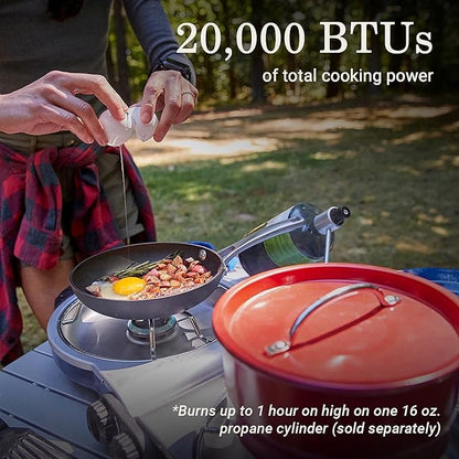 Coleman Fold N Go 2-Burner Propane Camping Stove, Portable Folding Camp Stove with Push-Button Instant Ignition, 2 Adjustable Burners with 20,000 BTUs of Power for Camping, Tailgating, BBQ, & More
