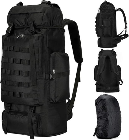 70L/100L Large Camping Hiking Backpack with Rain Cover, Waterproof Molle Rucksack Military Tactical Backpack, Lightweight Backpacking Backpack for Trekking Climbing Outdoor