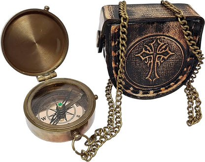 Brass Nautical - Brass Compass Engraved Gift for Son, Grandson, Daughter, Baptism, Confirmation Communion Godson Church Graduation Day