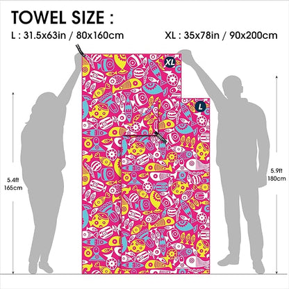 4Monster Microfiber Beach Towel Quick Dry,Super Absorbent Lightweight Travel Towel for Swimmers, Sand Free Camping Towel, Beach Towels for Pool, Swim, Water Sports,Yoga,Gym,Backpacking