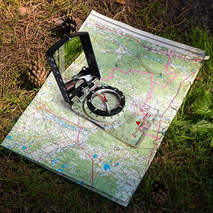 Posinly Advanced Orienteering Compass - Survival Whistle, Map Reading Field Compass for Camping, Hiking & Navigation, Great for Kids