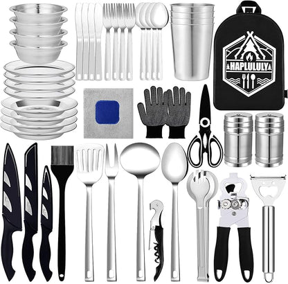 Camping Essentials Camping Accessories Gear Must Haves Camper Tent Camping Kitchen Rv Cooking Set Camping Cooking Utensils Set Supplies Gadgets Outdoor Stove Portable Picnic Gifts BBQ Stuff