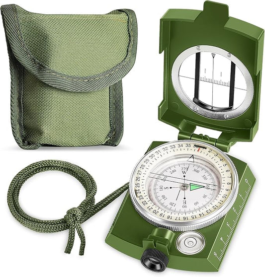 Compass Hiking Survival Military Grade for Hiking, Camping, Map Navigation, Showjockey Waterproof Lensatic Tactical Survival Compass with Pouch & Lanyard, Lightweight