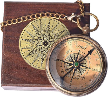 Trust in The Lord With All Your Heart - Proverbs 3:5-6 Quote Engraved Compass With Wooden Box, Greeting Card, Gift Compass, Graduation Day Gifts 2024 for Women Men Boys Girls