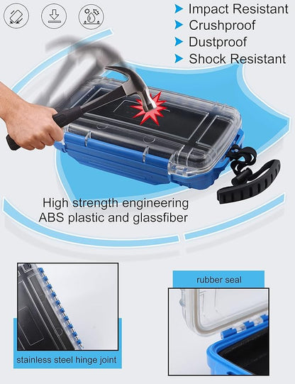 Hlotmeky Dry Box for Kayaking, Boat - Waterproof Phone Case, Small Watertight Storage Box, Diving Dry Case (Blue)