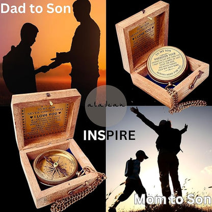 Inspiration Gift for Men Women Engraved Compass - Go Confidently - Thoreau Quote, You're Awesome Employee, Coworker Meaningful Gift for him her